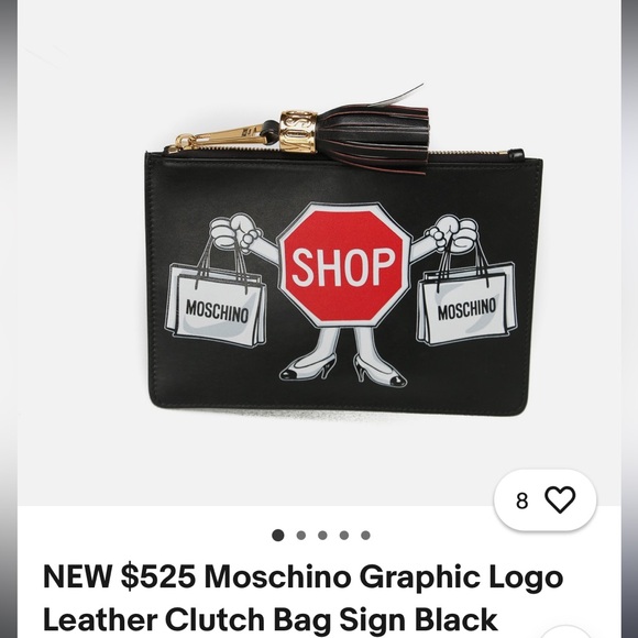 Moschino Black Clutch with Sign Graphic Shop stop - Picture 9 of 9